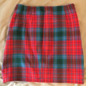 Vintage Red & Green Plaid Pencil Skirt
